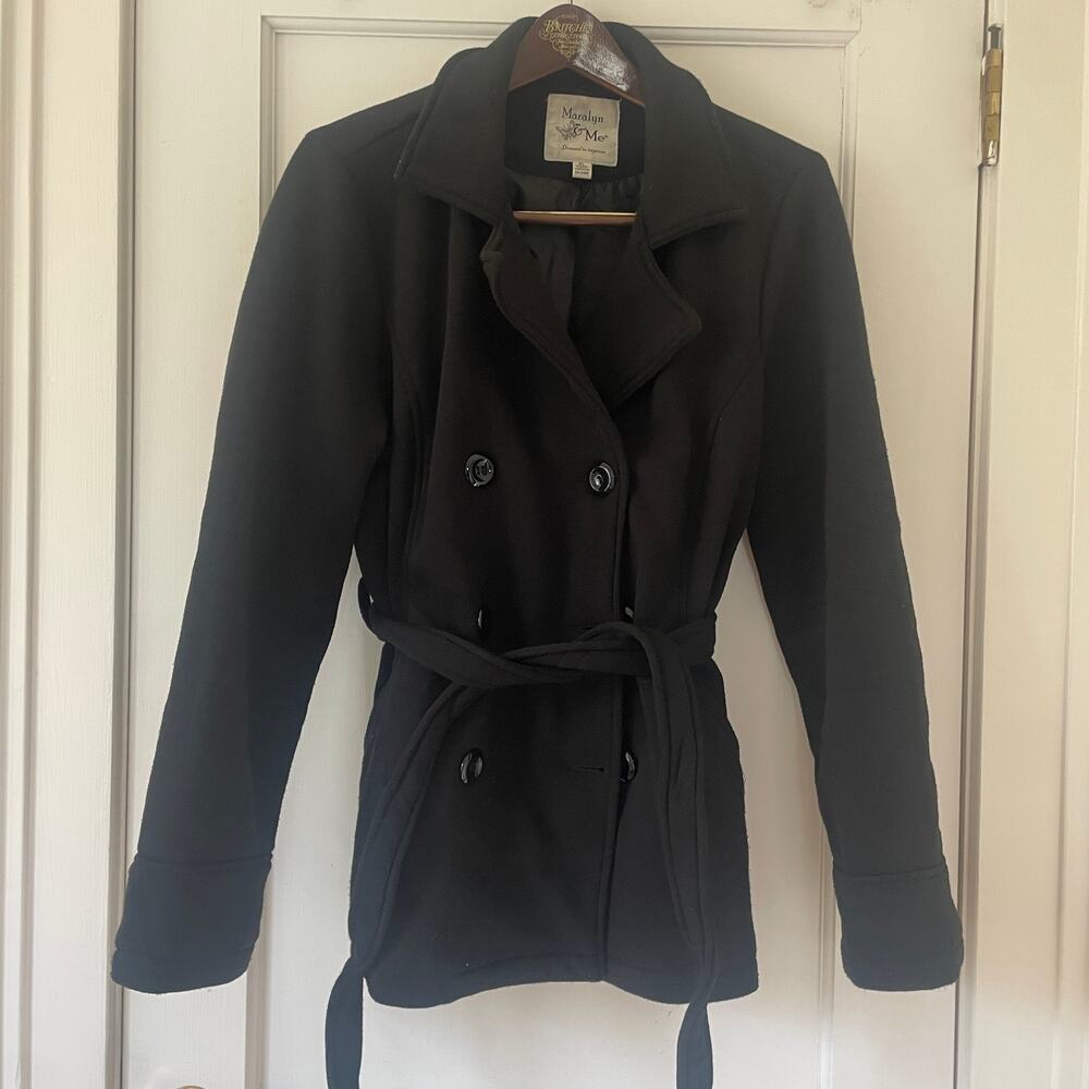 Maralyn & Me Pea Coat Jacket. XL- Black with Quilted lining. Cotton Blend - Picture 2 of 8